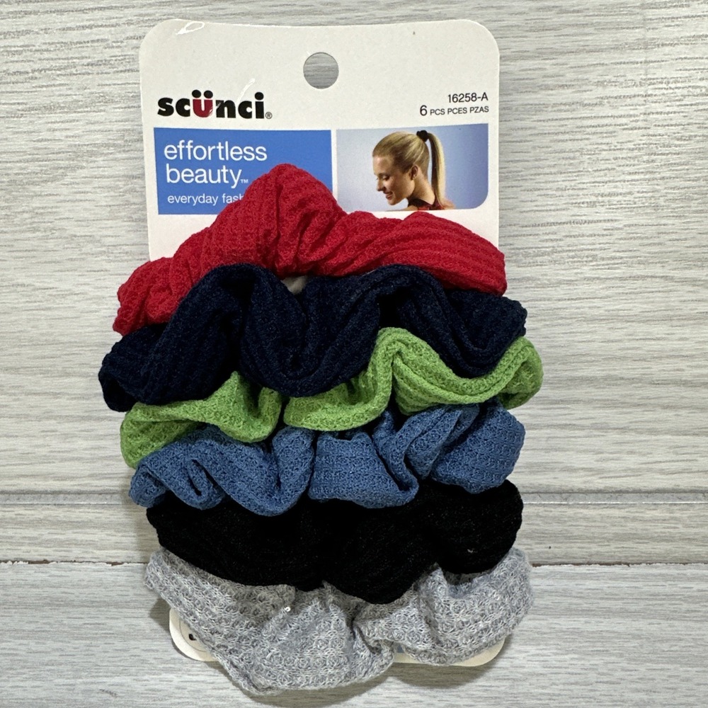 SCUNCI Effortless Beauty Textured Knits Hair Tie 6CT Multicolored